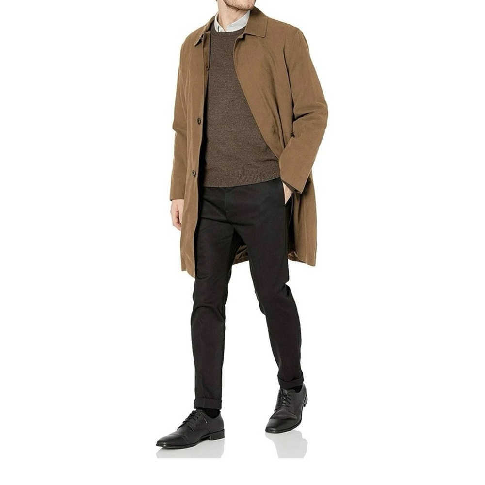 London Fog Men's Durham Rain Coat with Zip-Out Body, British Khaki, 36 Short